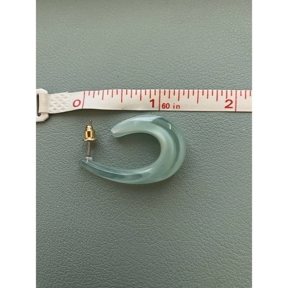 3 Pair Hoop Drop Earrings Seafoam Green Plastic with Metal Posts - Picture 10 of 11